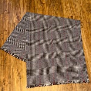 St James throw blanket merino wool Classic Plaid Black White Red blue vintage
